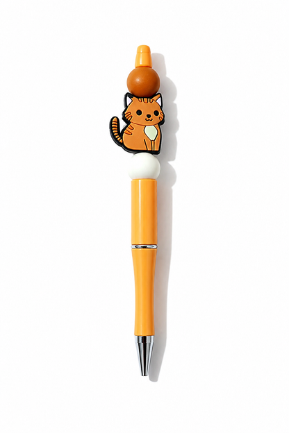 Cat beaded pens close-up with beaded detail