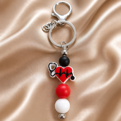 Hospital Keyring - colorful medical-themed keychain featuring a heart and stethoscope, ideal for healthcare professionals.
